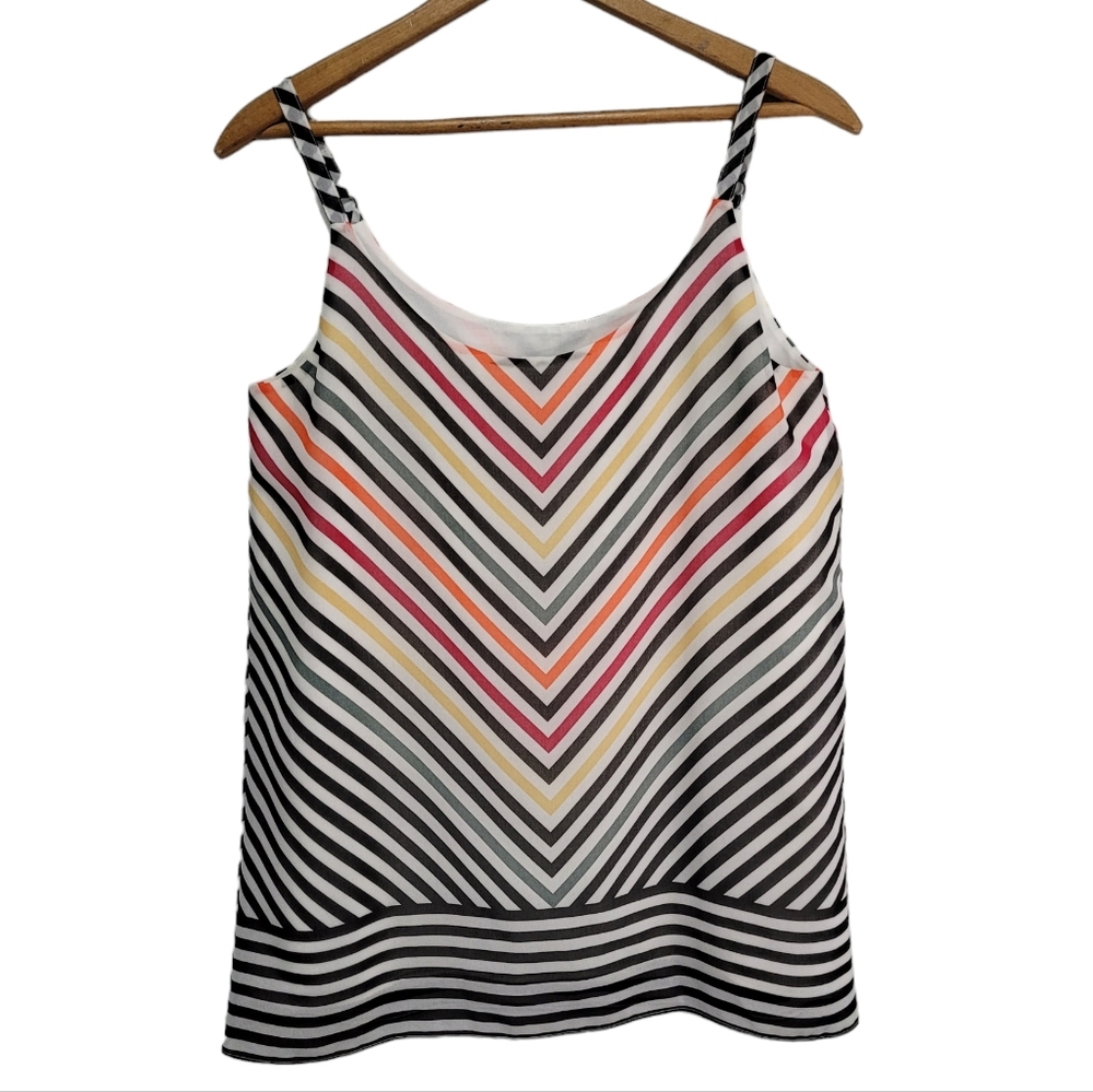 Cabi Colorful V Stripe Adjustable Strap Lined Camisole Size XS Business Casual
